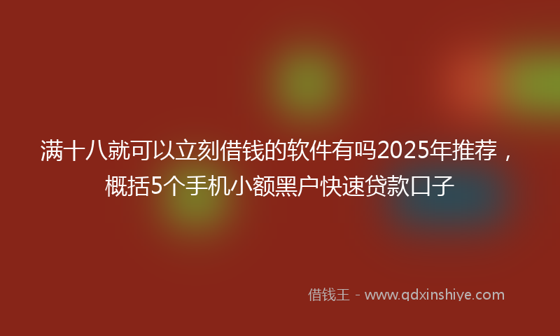 满十八就可以立刻借钱的软件有吗2025年推荐，概括5个手机小额黑户快速贷款口子