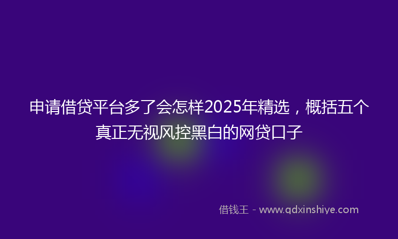 申请借贷平台多了会怎样2025年精选,概括五个真正无视风控黑白的网贷口子