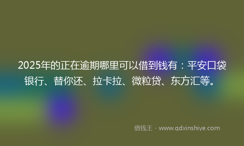 2025年的正在逾期哪里可以借到钱有：平安口袋银行、替你还、拉卡拉、微粒贷、东方汇等。