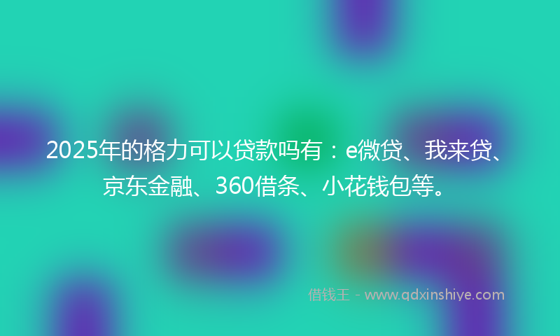 2025年的格力可以贷款吗有：e微贷、我来贷、京东金融、360借条、小花钱包等。