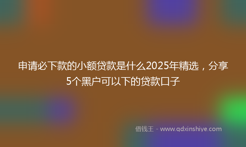 申请必下款的小额贷款是什么2025年精选，分享5个黑户可以下的贷款口子