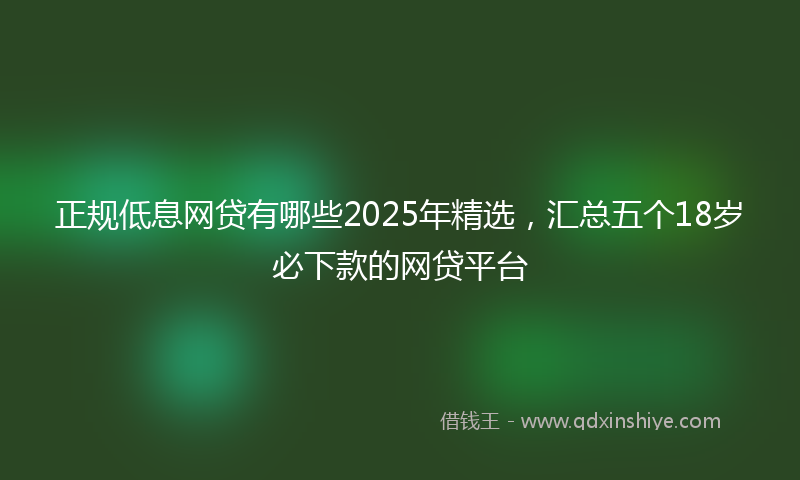 正规低息网贷有哪些2025年精选，汇总五个18岁必下款的网贷平台