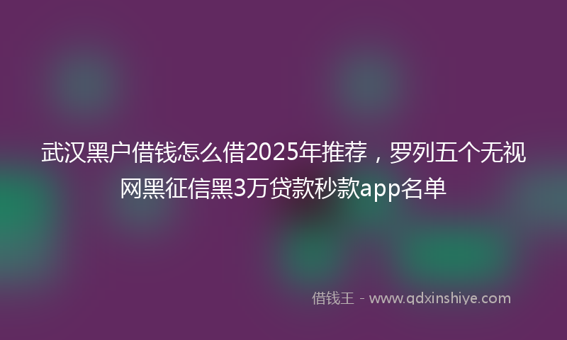武汉黑户借钱怎么借2025年推荐，罗列五个无视网黑征信黑3万贷款秒款app名单
