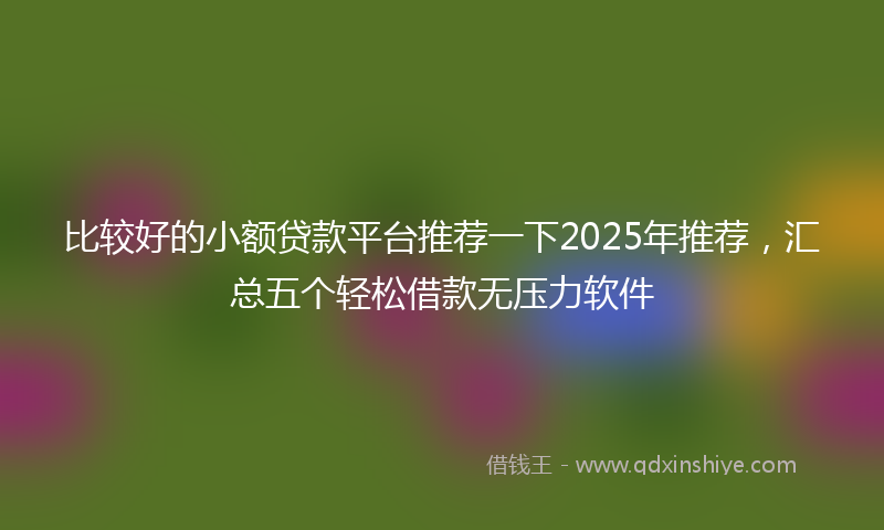 比较好的小额贷款平台推荐一下2025年推荐，汇总五个轻松借款无压力软件