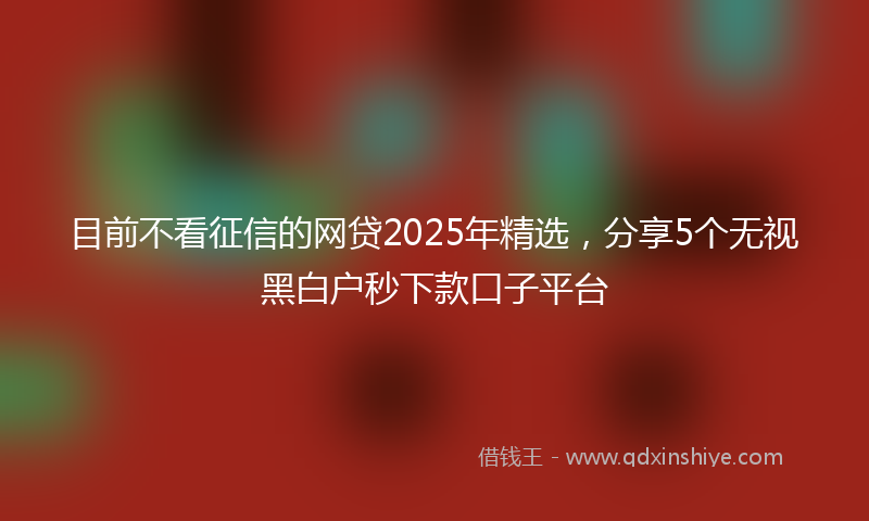 目前不看征信的网贷2025年精选，分享5个无视黑白户秒下款口子平台