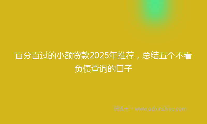 百分百过的小额贷款2025年推荐，总结五个不看负债查询的口子