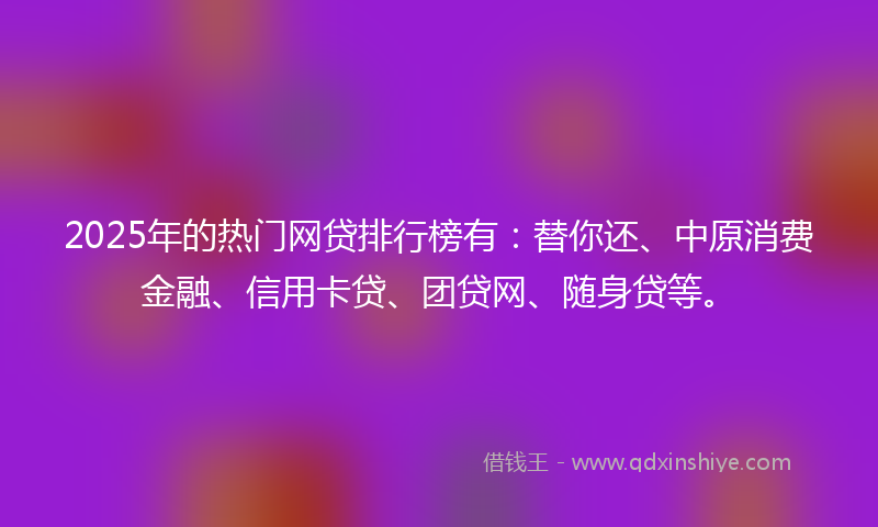 2025年的热门网贷排行榜有：替你还、中原消费金融、信用卡贷、团贷网、随身贷等。