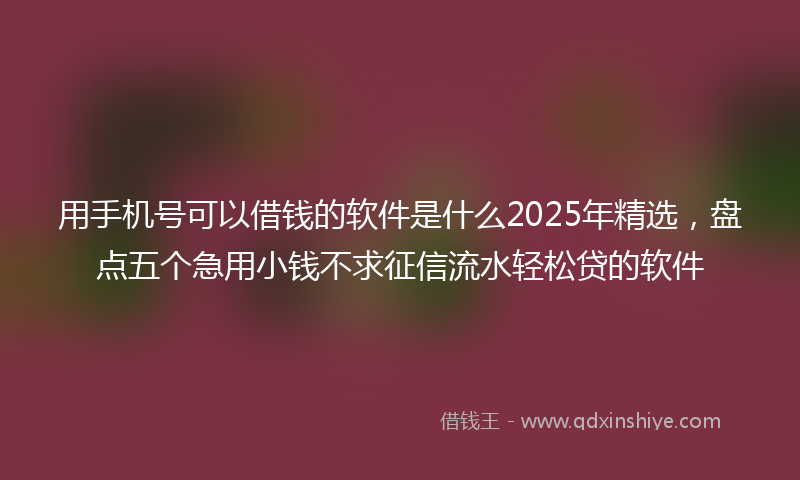 用手机号可以借钱的软件是什么2025年精选，盘点五个急用小钱不求征信流水轻松贷的软件