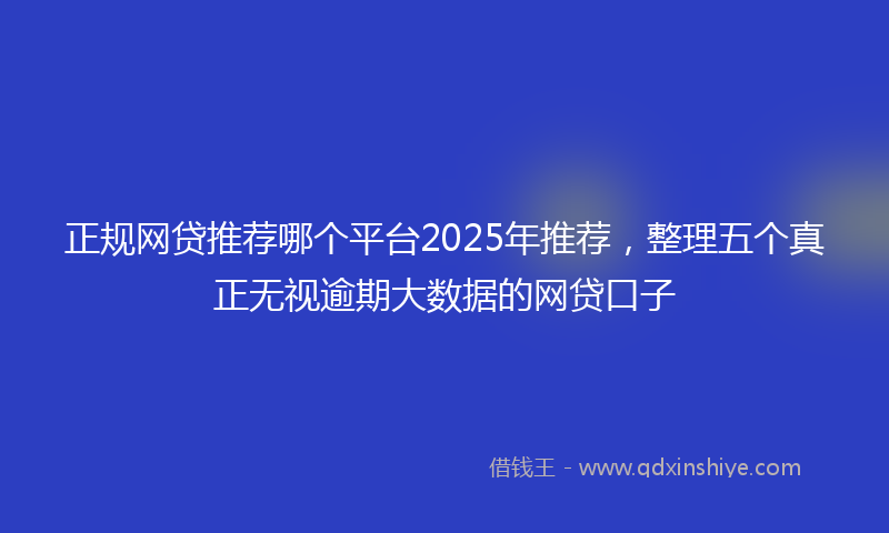 正规网贷推荐哪个平台2025年推荐,整理五个真正无视逾期大数据的网贷口子