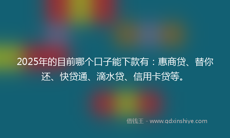 2025年的目前哪个口子能下款有：惠商贷、替你还、快贷通、滴水贷、信用卡贷等。