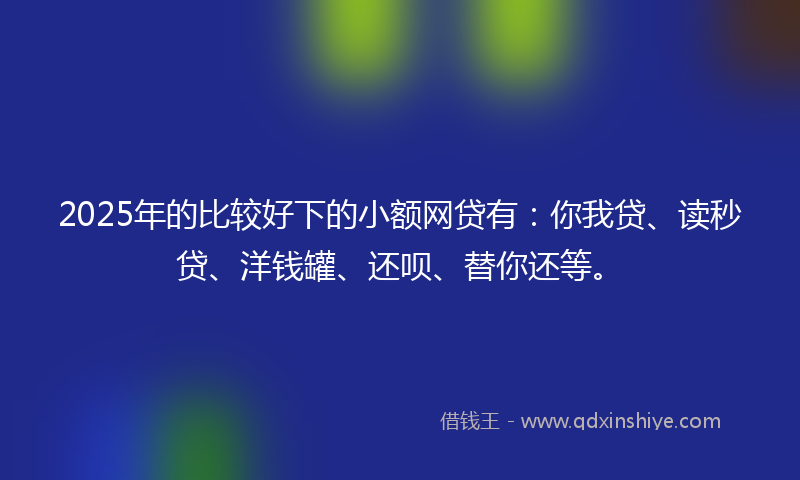 2025年的比较好下的小额网贷有：你我贷、读秒贷、洋钱罐、还呗、替你还等。