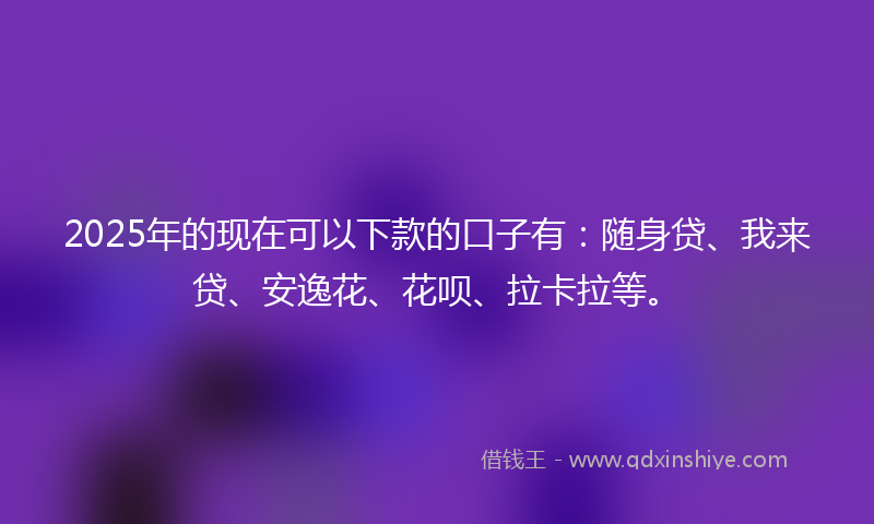 2025年的现在可以下款的口子有：随身贷、我来贷、安逸花、花呗、拉卡拉等。