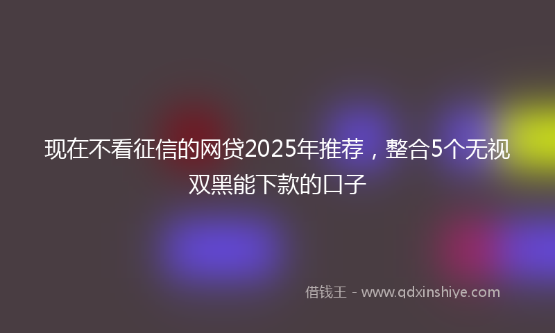 现在不看征信的网贷2025年推荐，整合5个无视双黑能下款的口子