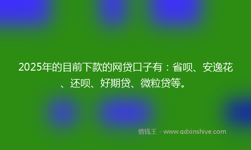 2025年的目前下款的网贷口子有：省呗、安逸花、还呗、好期贷、微粒贷等。