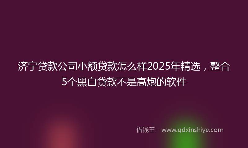 济宁贷款公司小额贷款怎么样2025年精选，整合5个黑白贷款不是高炮的软件