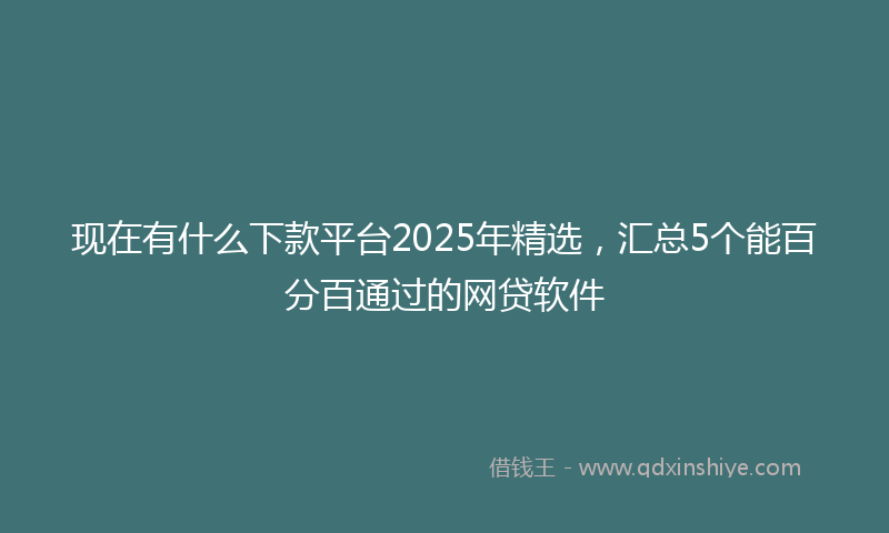 现在有什么下款平台2025年精选，汇总5个能百分百通过的网贷软件