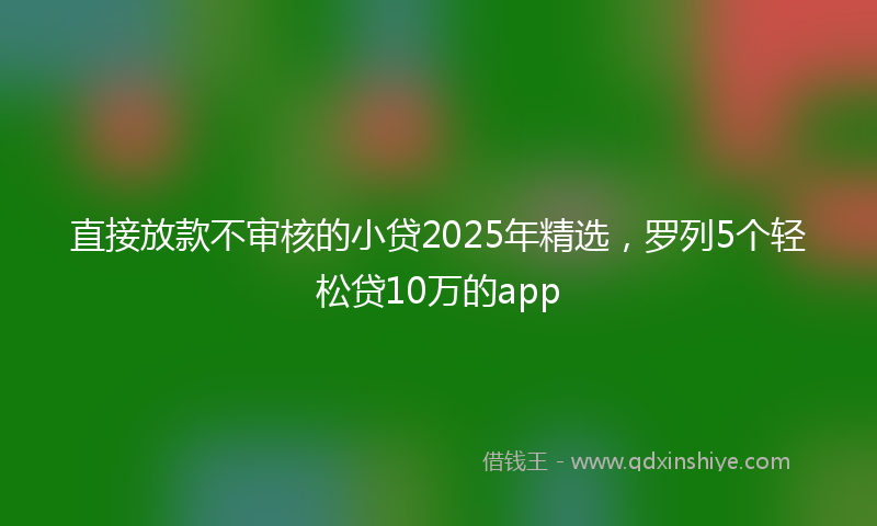 直接放款不审核的小贷2025年精选，罗列5个轻松贷10万的app