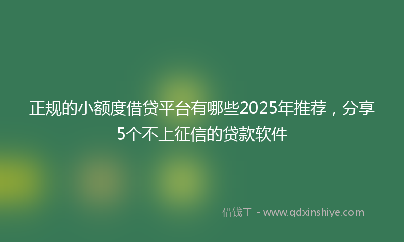 正规的小额度借贷平台有哪些2025年推荐，分享5个不上征信的贷款软件