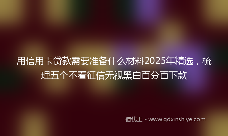 用信用卡贷款需要准备什么材料2025年精选，梳理五个不看征信无视黑白百分百下款