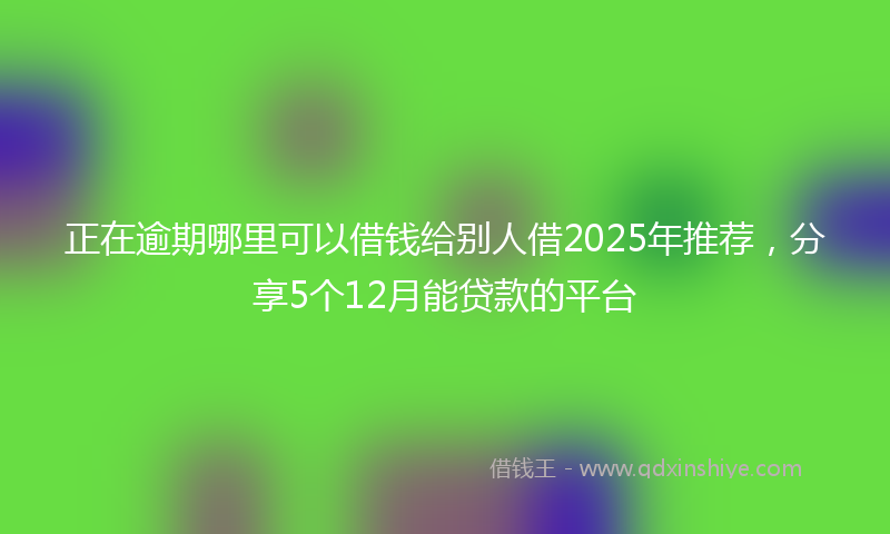 正在逾期哪里可以借钱给别人借2025年推荐，分享5个12月能贷款的平台