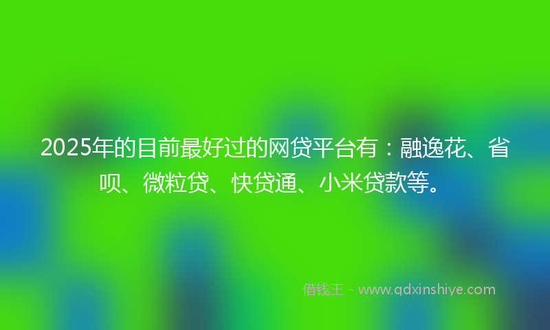 2025年的目前最好过的网贷平台有：融逸花、省呗、微粒贷、快贷通、小米贷款等。