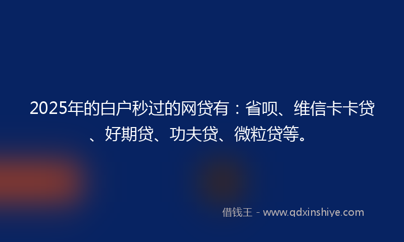 2025年的白户秒过的网贷有:省呗、维信卡卡贷、好期贷、功夫贷、微粒贷等。
