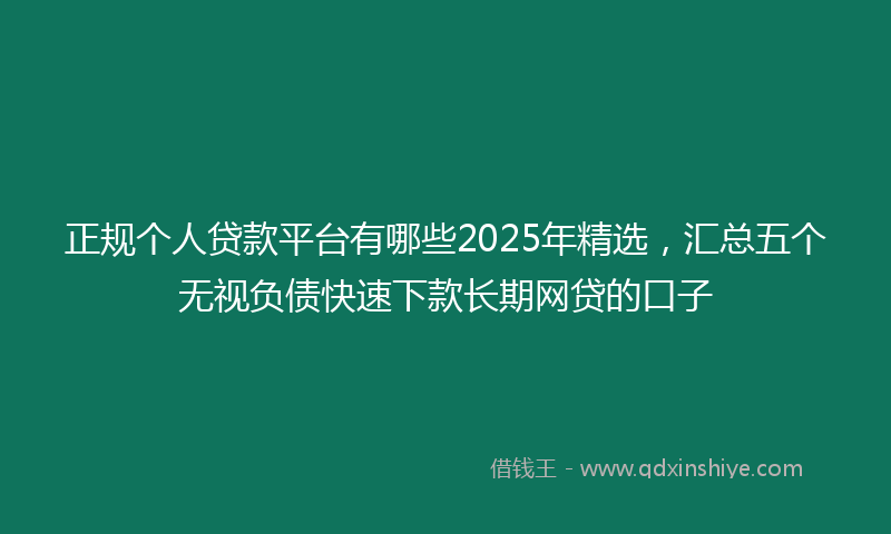 正规个人贷款平台有哪些2025年精选，汇总五个无视负债快速下款长期网贷的口子