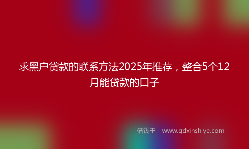 求黑户贷款的联系方法2025年推荐，整合5个12月能贷款的口子