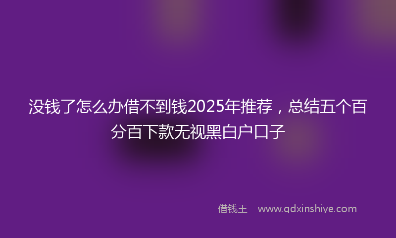 没钱了怎么办借不到钱2025年推荐，总结五个百分百下款无视黑白户口子