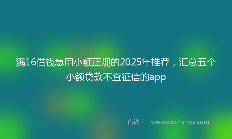 满16借钱急用小额正规的2025年推荐，汇总五个小额贷款不查征信的app