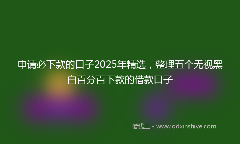 申请必下款的口子2025年精选，整理五个无视黑白百分百下款的借款口子
