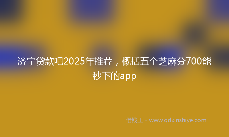 济宁贷款吧2025年推荐，概括五个芝麻分700能秒下的app