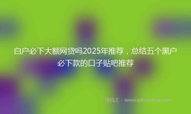 白户必下大额网贷吗2025年推荐，总结五个黑户必下款的口子贴吧推荐