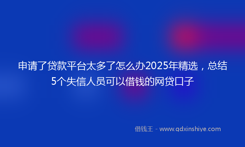 申请了贷款平台太多了怎么办2025年精选，总结5个失信人员可以借钱的网贷口子