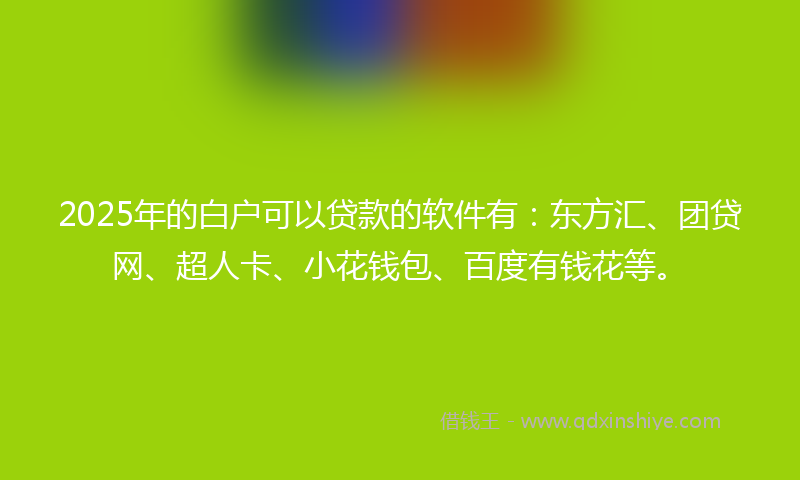 2025年的白户可以贷款的软件有：东方汇、团贷网、超人卡、小花钱包、百度有钱花等。