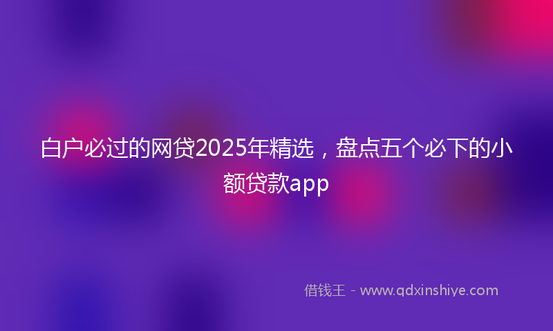 白户必过的网贷2025年精选，盘点五个必下的小额贷款app