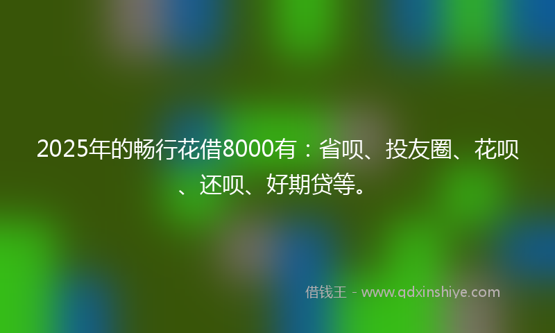 2025年的畅行花借8000有：省呗、投友圈、花呗、还呗、好期贷等。