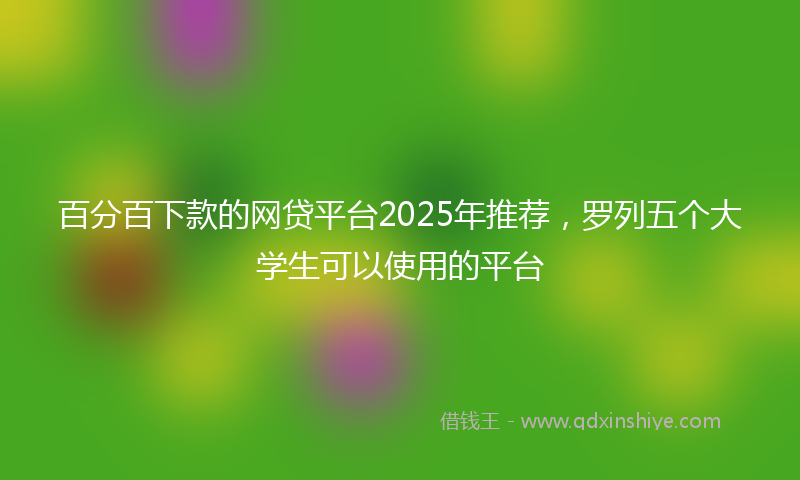 百分百下款的网贷平台2025年推荐，罗列五个大学生可以使用的平台