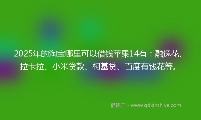 2025年的淘宝哪里可以借钱苹果14有：融逸花、拉卡拉、小米贷款、柯基贷、百度有钱花等。