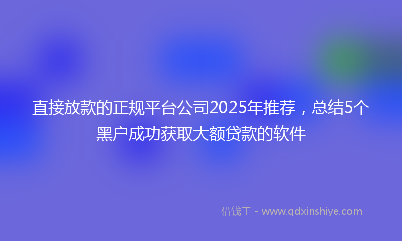 直接放款的正规平台公司2025年推荐，总结5个黑户成功获取大额贷款的软件