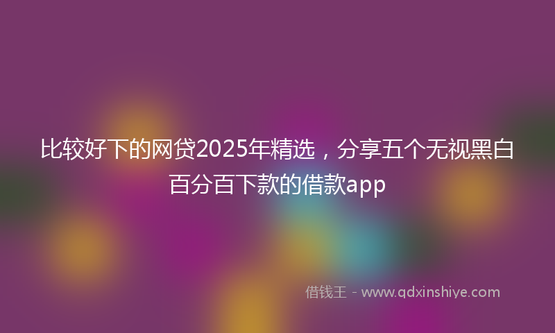比较好下的网贷2025年精选，分享五个无视黑白百分百下款的借款app