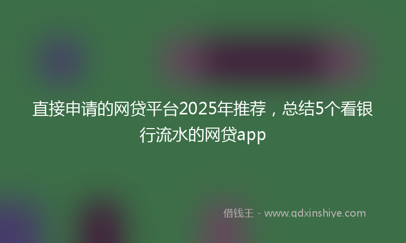 直接申请的网贷平台2025年推荐，总结5个看银行流水的网贷app