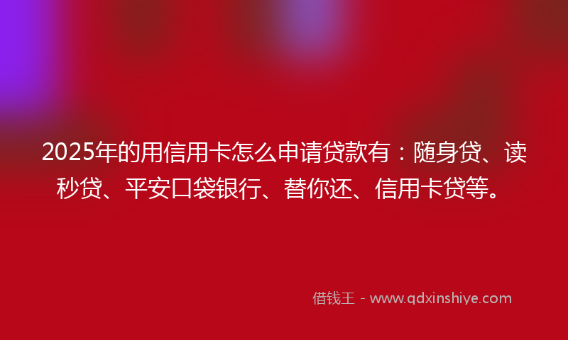 2025年的用信用卡怎么申请贷款有：随身贷、读秒贷、平安口袋银行、替你还、信用卡贷等。