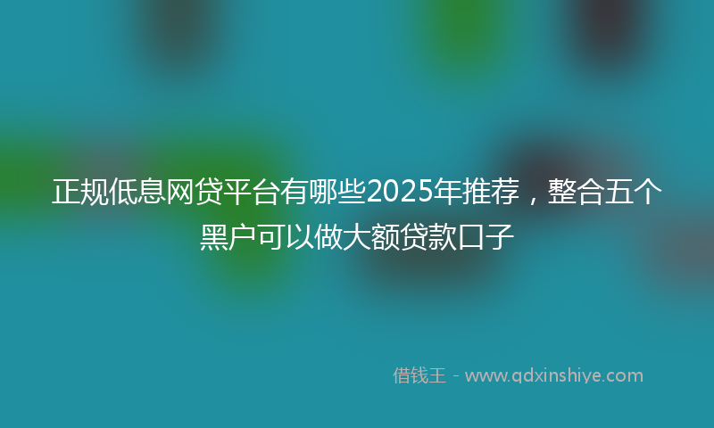 正规低息网贷平台有哪些2025年推荐，整合五个黑户可以做大额贷款口子