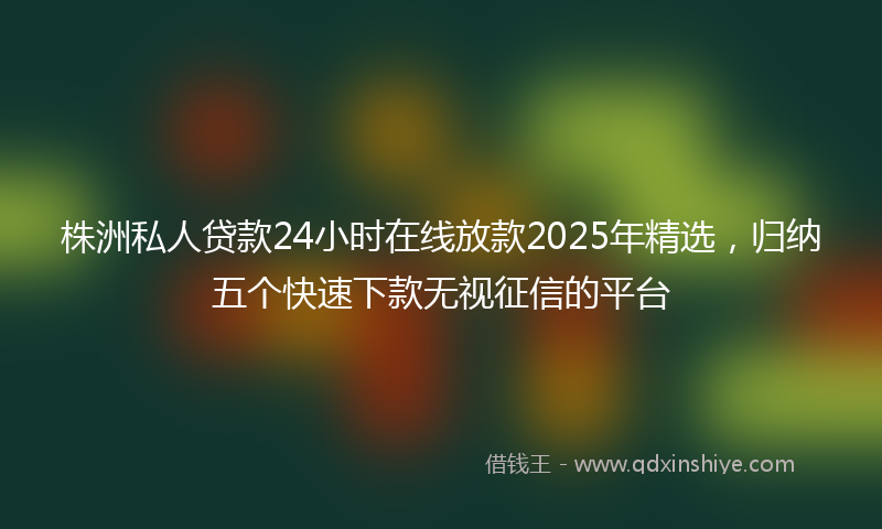 株洲私人贷款24小时在线放款2025年精选，归纳五个快速下款无视征信的平台