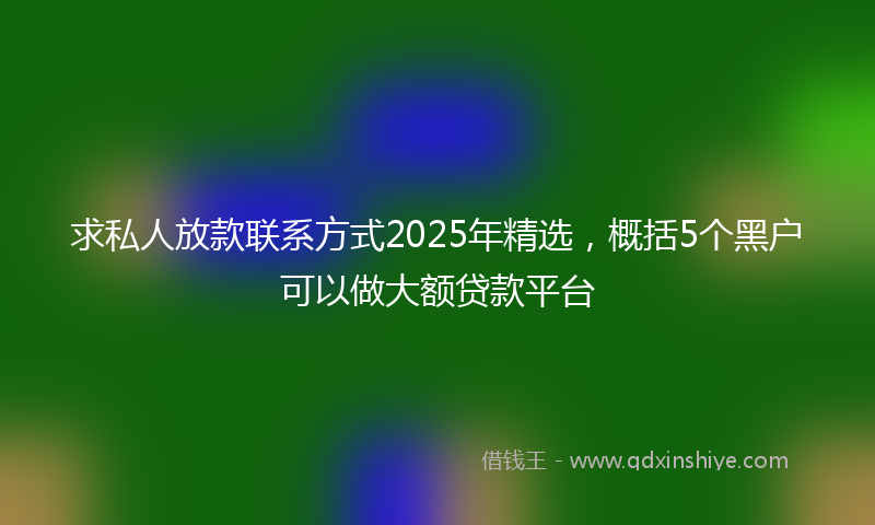 求私人放款联系方式2025年精选，概括5个黑户可以做大额贷款平台