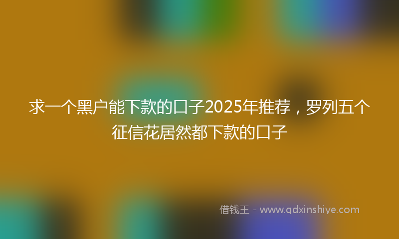 求一个黑户能下款的口子2025年推荐,罗列五个征信花居然都下款的口子