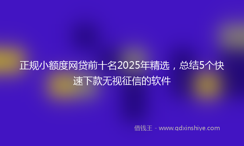 正规小额度网贷前十名2025年精选，总结5个快速下款无视征信的软件