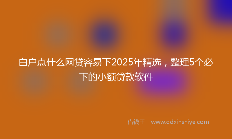 白户点什么网贷容易下2025年精选，整理5个必下的小额贷款软件