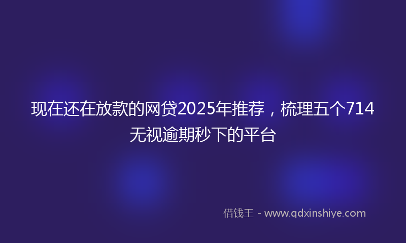 现在还在放款的网贷2025年推荐，梳理五个714无视逾期秒下的平台